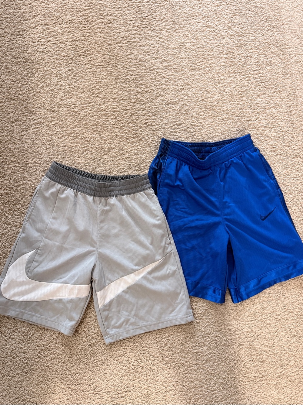 Nike Kids' Grey and Royal Blue Athletic Shorts - Duo